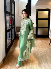 3PC Pistachio Embroidered