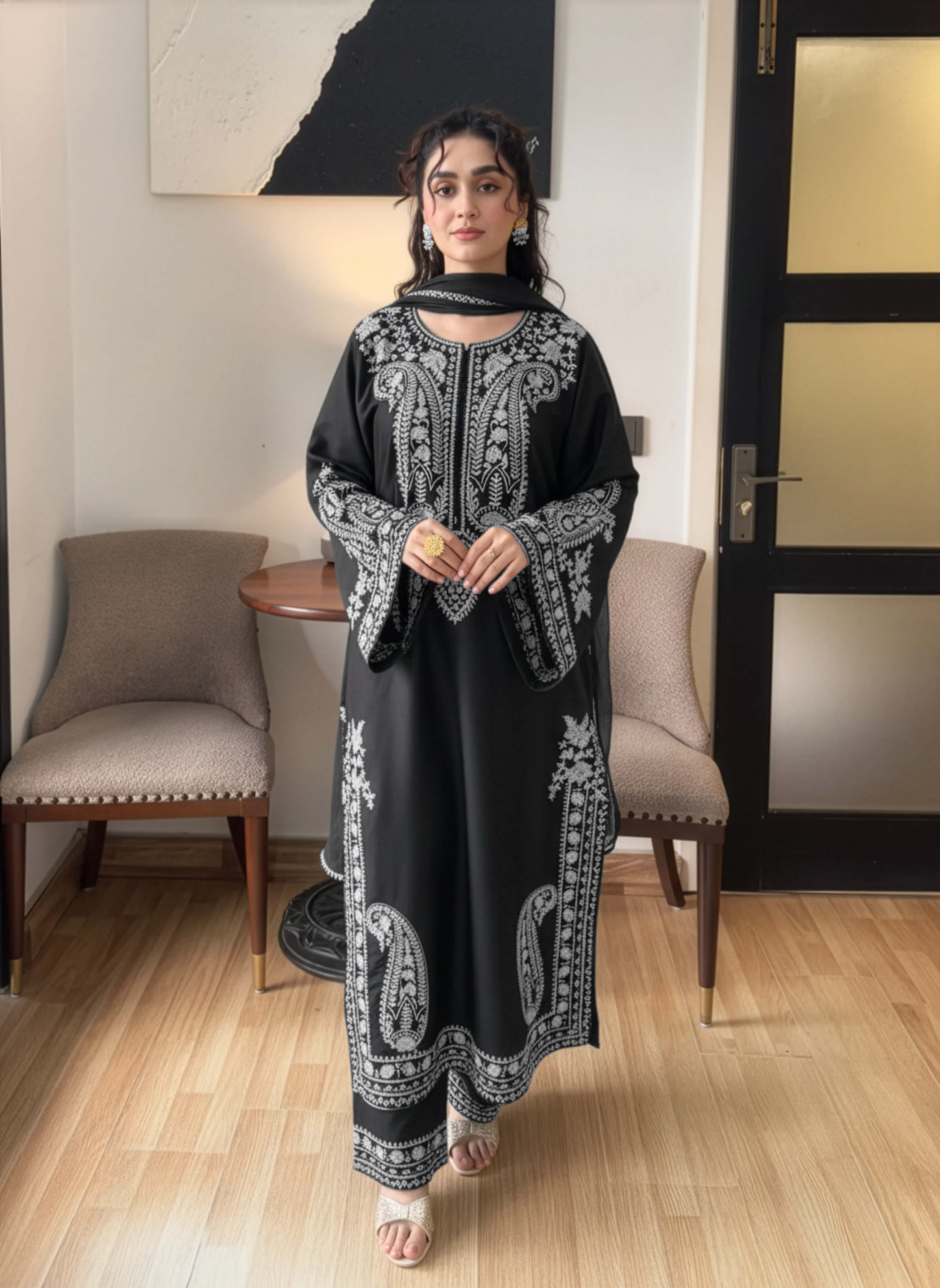 3PC Alize Black Embroidered