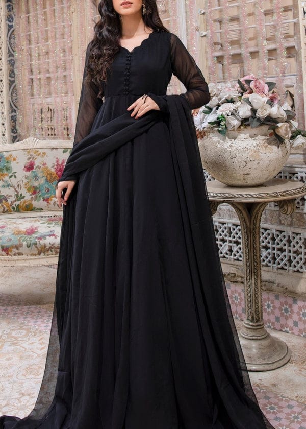 JET BLACK FROCK 2PC  STITCHED