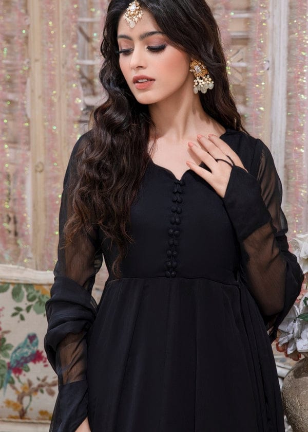 JET BLACK FROCK 2PC  STITCHED