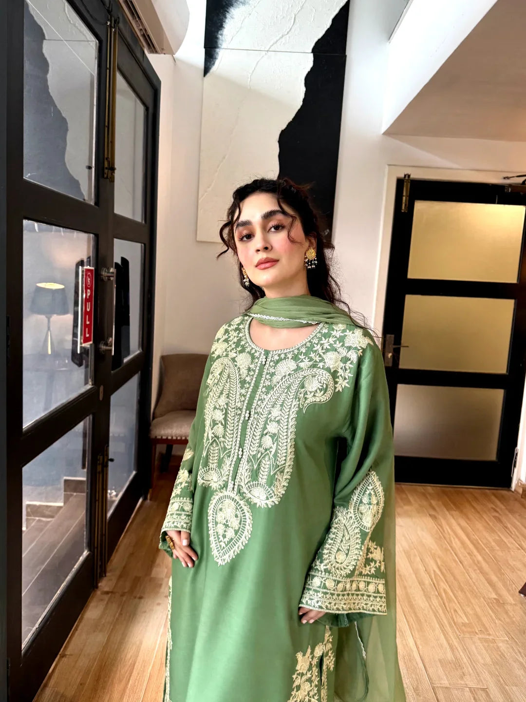 3PC Pistachio Embroidered