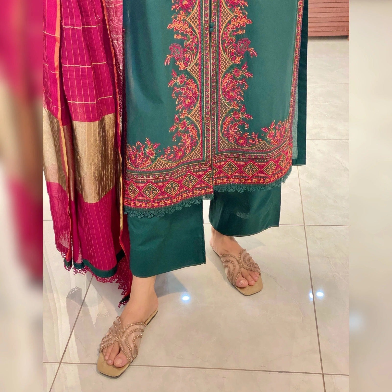 ROYAL green EMBROIDERED 3PC