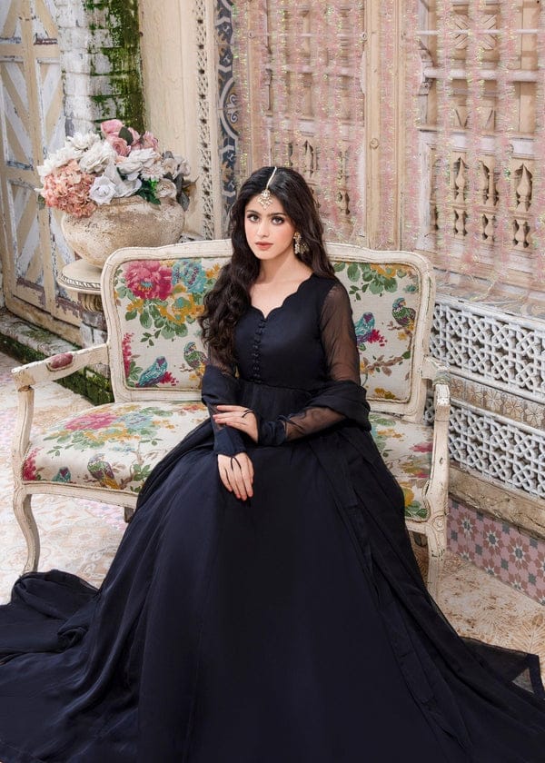 JET BLACK FROCK 2PC  STITCHED
