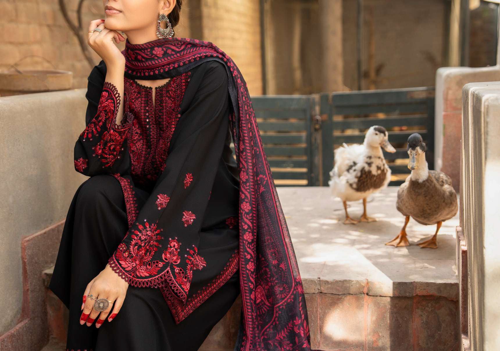 Red Scarlet 3 Pc Stitched