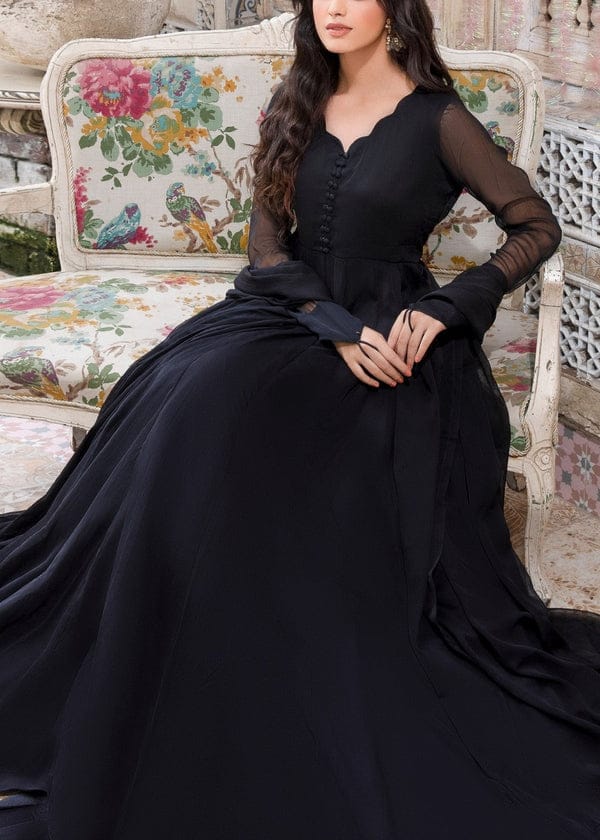 JET BLACK FROCK 2PC  STITCHED