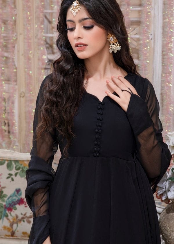 JET BLACK FROCK 2PC  STITCHED