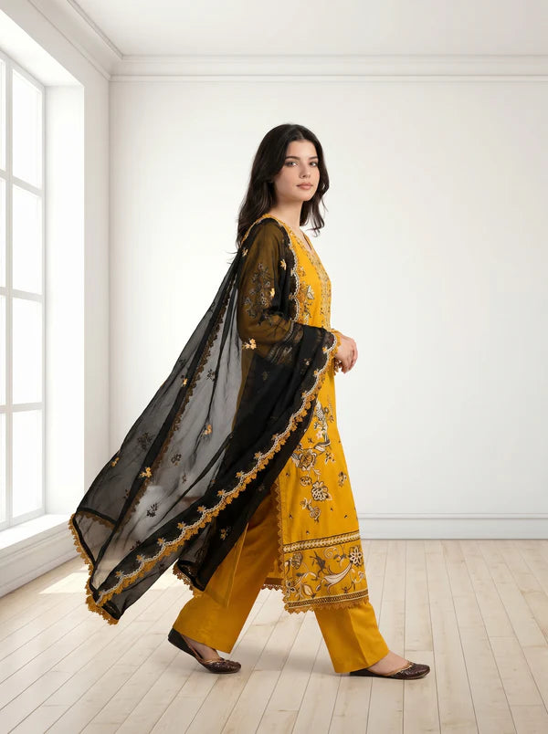 3Pc Gul naaz Embroidered