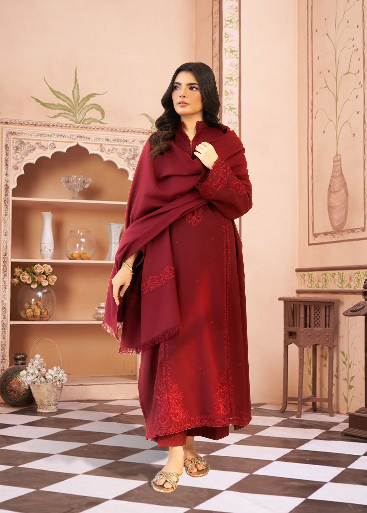 3PC Mehroo Embroidered